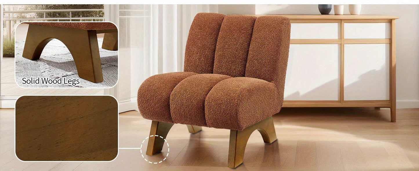 Accent Chair - Sherpa Beige Wooden