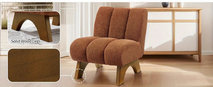 Accent Chair - Sherpa Beige Wooden