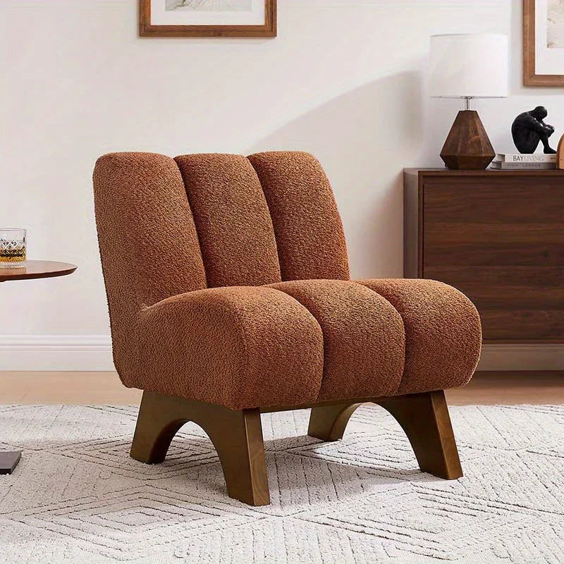 Accent Chair - Sherpa Beige Wooden