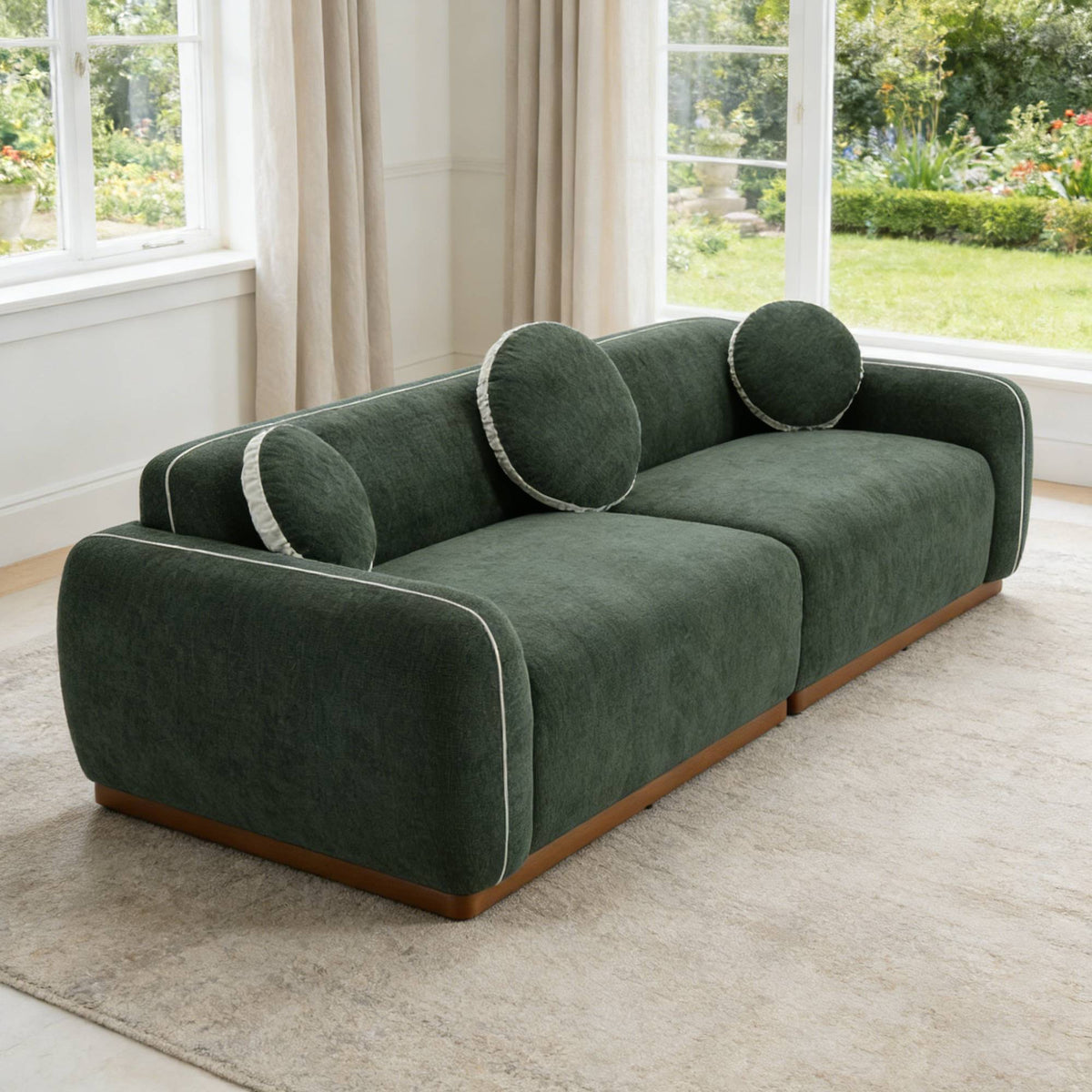 Modern Curved Chenille Sofa