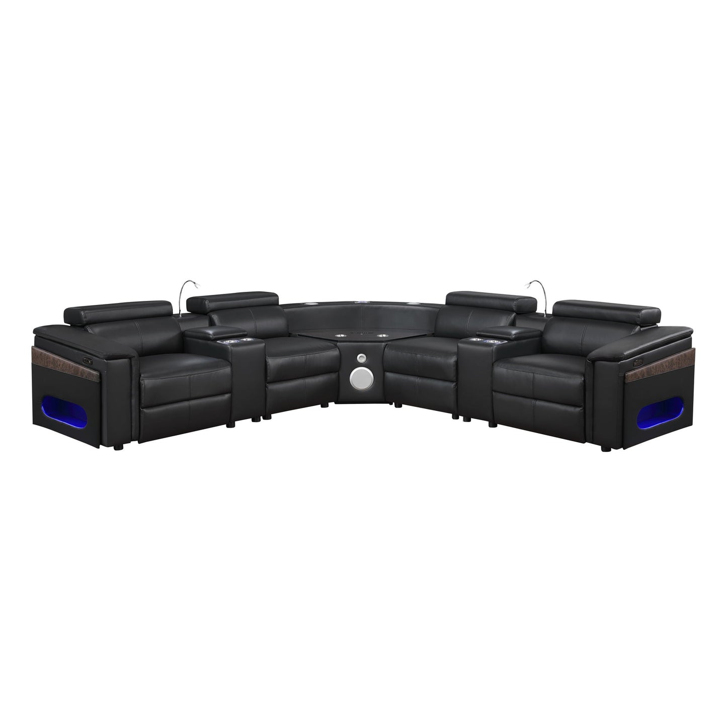 Nova - Sectional With Bluetooth Speaker, LED And Lifting Wine Cabinet