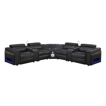 Nova - Sectional With Bluetooth Speaker, LED And Lifting Wine Cabinet