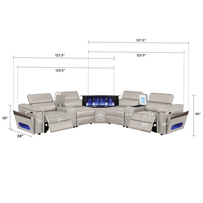 Nova - Sectional With Bluetooth Speaker, LED And Lifting Wine Cabinet