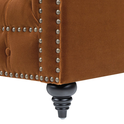 Alto 88' Tufted Chesterfield Sofa, Burnt Orange  Performance Velvet