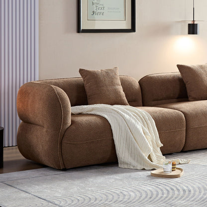 Sectional Sofa With Durable Fabric, Solid Wood Frame, And High Density Sponge Fill