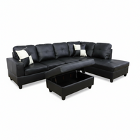 Sectional Sofa Set Built for Modern Living, Faux Leather Upholstery, Pocket Spring Support, Ottoman Included