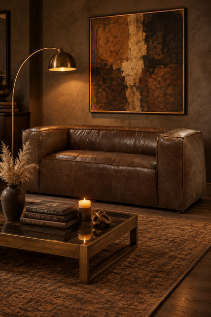 Brancaster Grain Leather Sofa - Brown