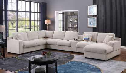 Celine - Fabric Corner Sectional Sofa With Right-Facing Chaise, Cupholders, And Charging Ports