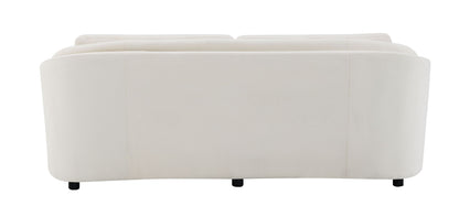 Mariko Beige Linen Sofa with Two Toss Pillows