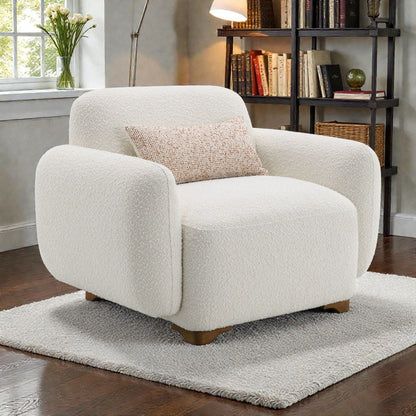 Darius - Boucle Accent Chair With 1 Toss Pillow - Beige