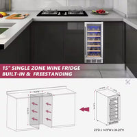 15 In. Single Zone 30-Wine Bottles Beverage and Wine Cooler Wine Cooler in Black