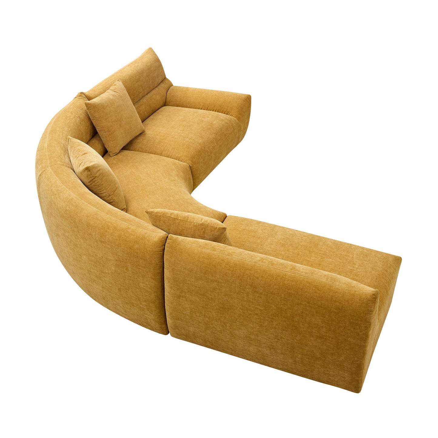 Modular Curved Sectional Sofa, 3-Piece Free-Form Configuration