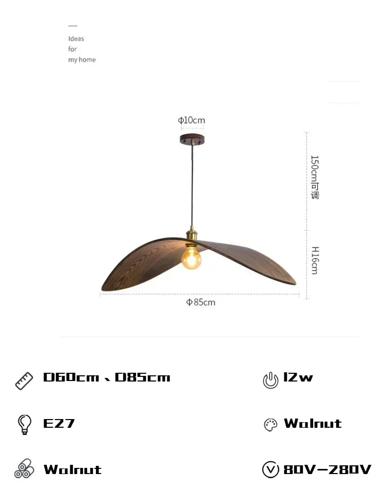 Chandelier - Modern Walnut Pendant