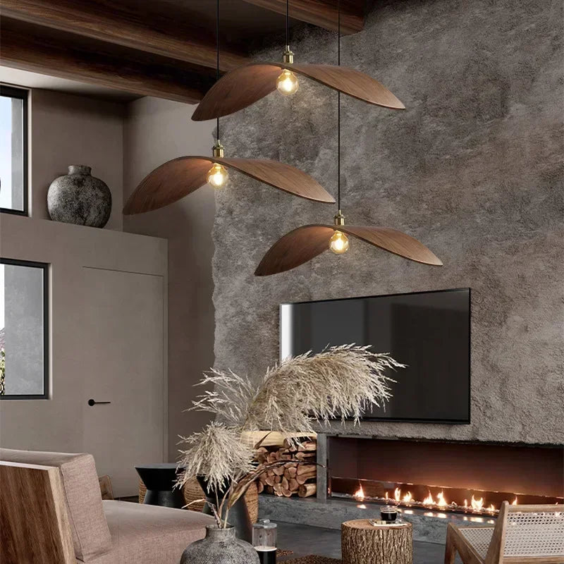 Chandelier - Modern Walnut Pendant