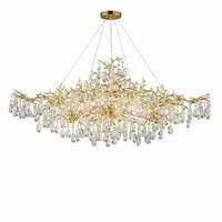 Crystal Chandelier Built to Elevate Any Room, 14 Gold Lights, Tree Branch Design, Modern Linear Style