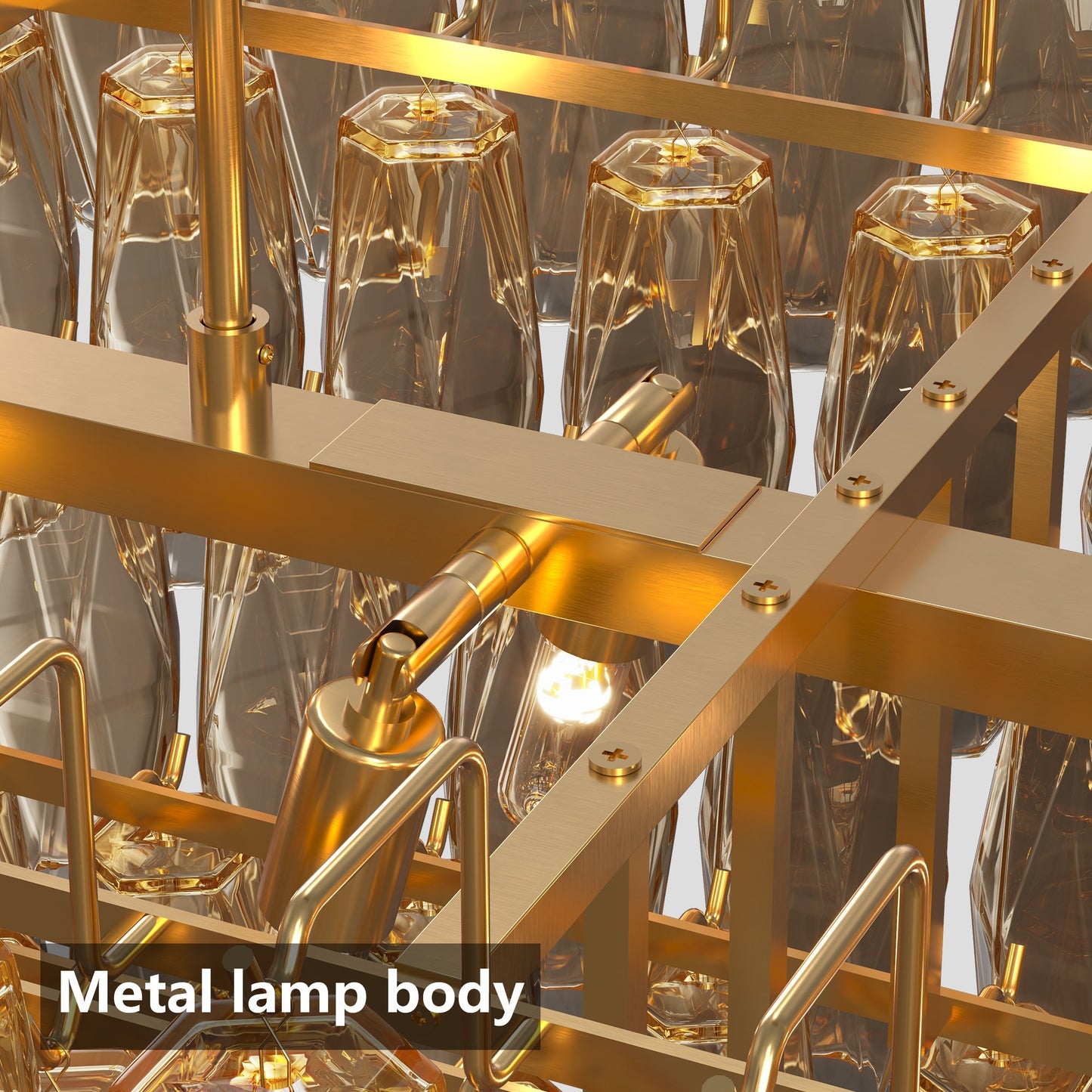 Modern Chandeliers for Dining Room, 54" Large Rectangle Gold Kitchen Chandelier Over Table