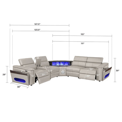 Nova - Sectional With Bluetooth Speaker, LED And Lifting Wine Cabinet