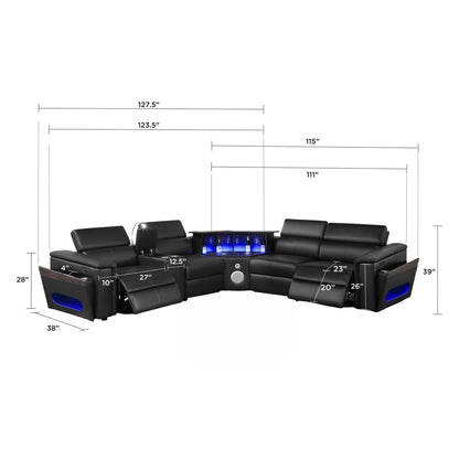Nova - Sectional With Bluetooth Speaker, LED And Lifting Wine Cabinet