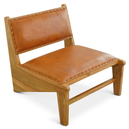 The Arden Leather & Solid Wood Accent Chair