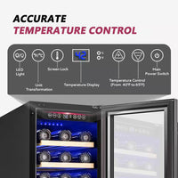 15 In. Single Zone 30-Wine Bottles Beverage and Wine Cooler Wine Cooler in Black