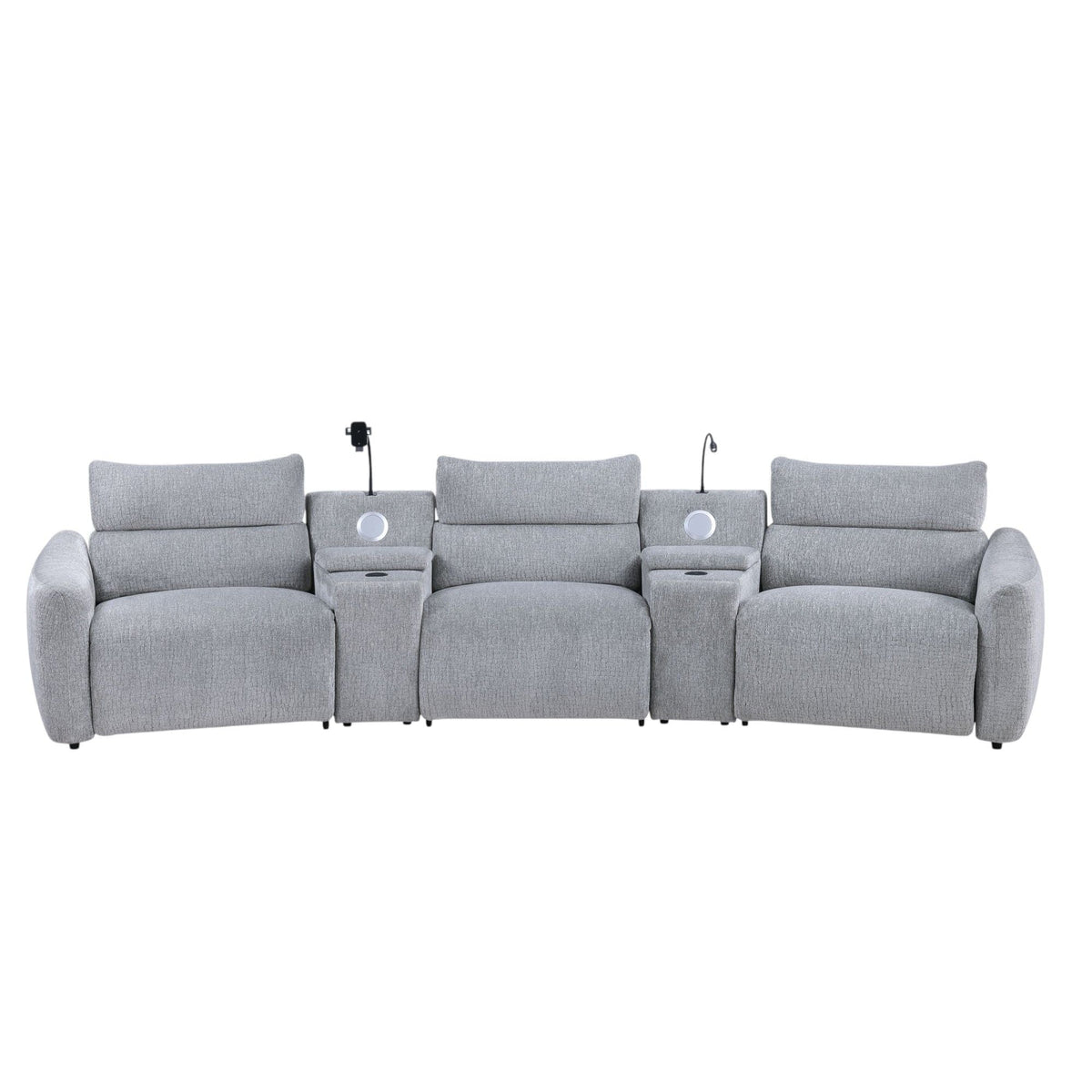 Fullar Modular Power Reclining Sectional Sofa with Console – Light Gray
