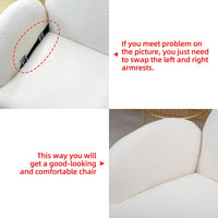 Blue Accent Sherpa Chair Comfy Modern Living Room Chair Teddy Fabric Mid Century Bedroom Chair with Golden Legs Arm Chair for Reading Bedroom Single