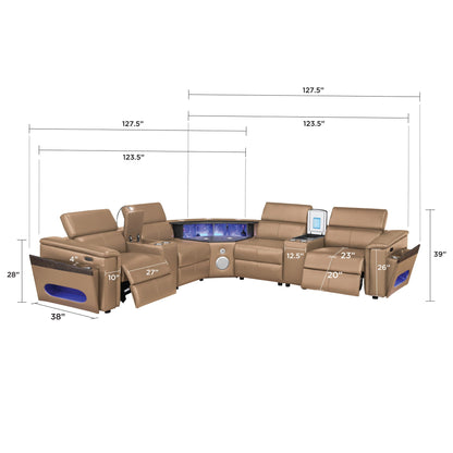Nova - Sectional With Bluetooth Speaker, LED And Lifting Wine Cabinet