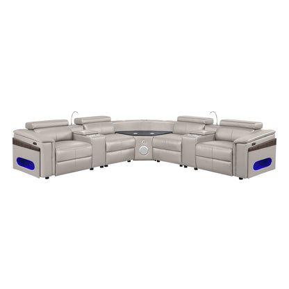 Nova - Sectional With Bluetooth Speaker, LED And Lifting Wine Cabinet