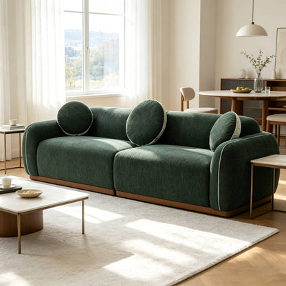 Modern Curved Chenille Sofa