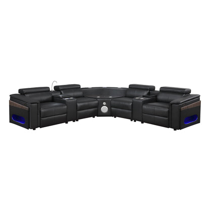 Nova - Sectional With Bluetooth Speaker, LED And Lifting Wine Cabinet