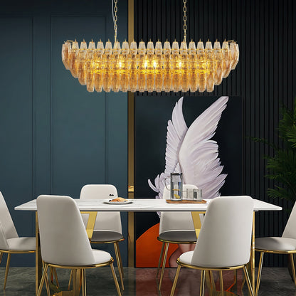 Modern Chandeliers for Dining Room, 54" Large Rectangle Gold Kitchen Chandelier Over Table