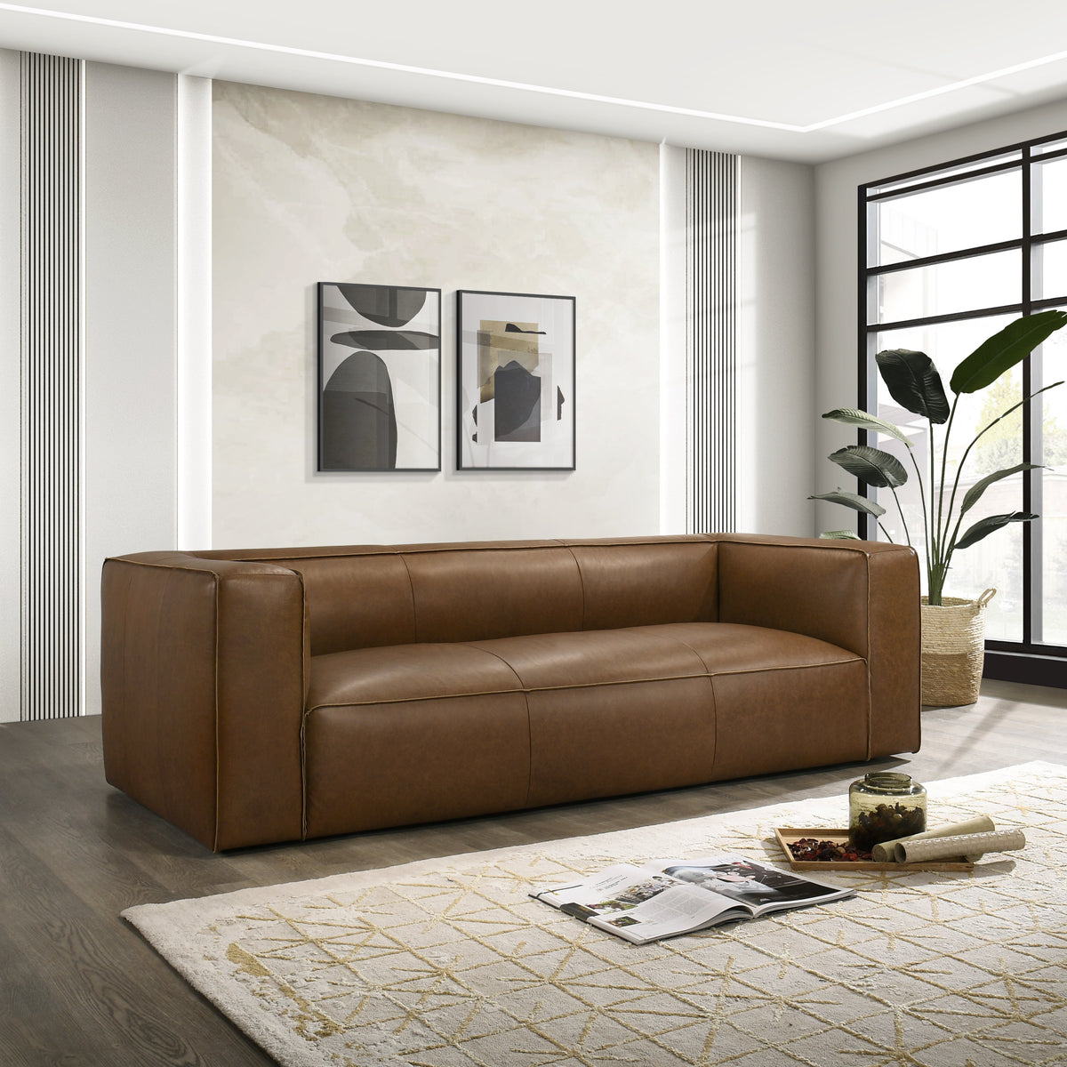 Colton Saddle Tan Two-Tone Leather Sofa