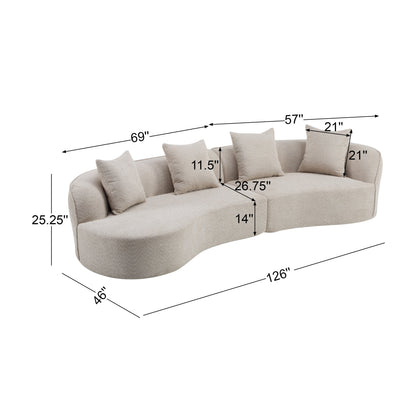 The Almond Curved Sectional Sofa – 126"
