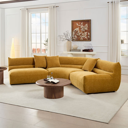 Modular Curved Sectional Sofa, 3-Piece Free-Form Configuration