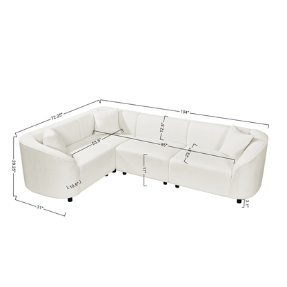 Aurelia 104″ Curved Bouclé Sectional Sofa – Beige