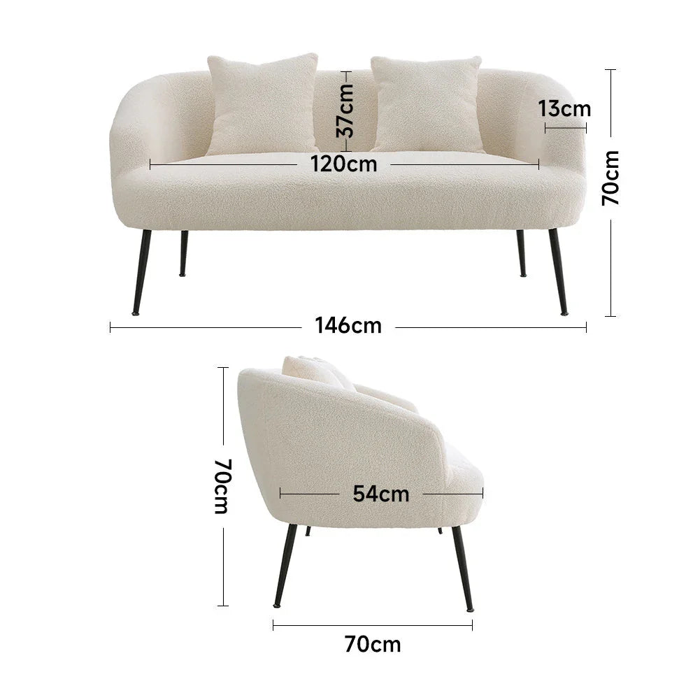 Sofa - Leather White 2-Seater