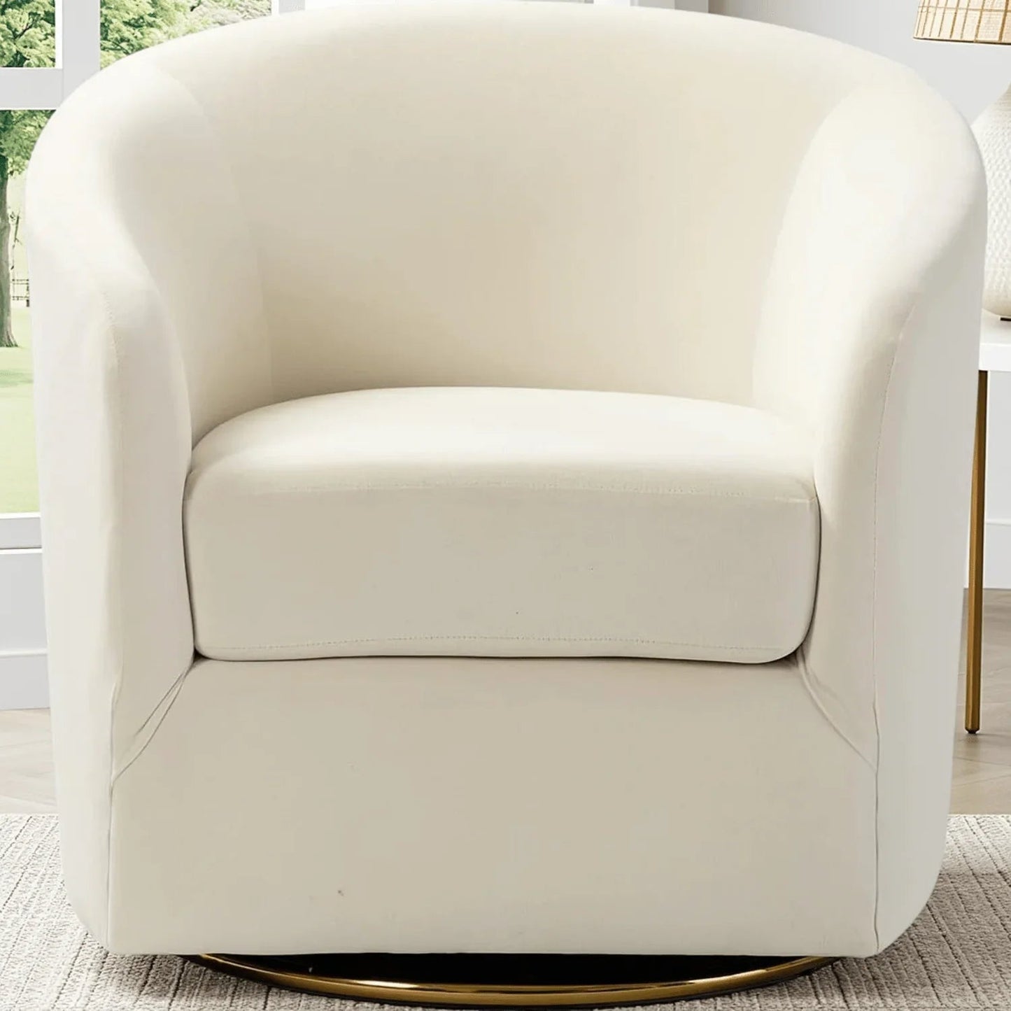 Velvet Swivel Accent Chair with Golden Metal Base