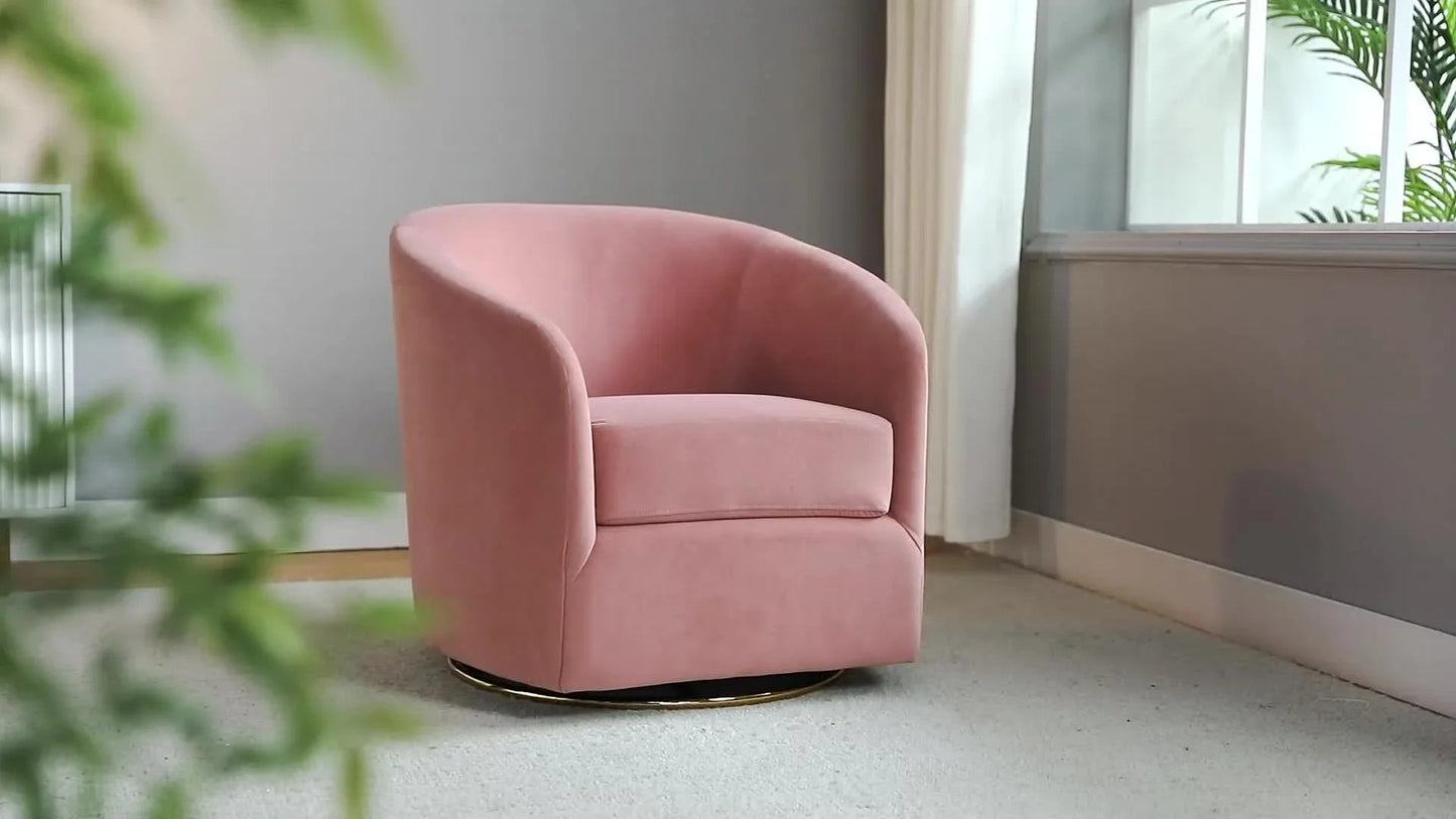 Velvet Swivel Accent Chair with Golden Metal Base