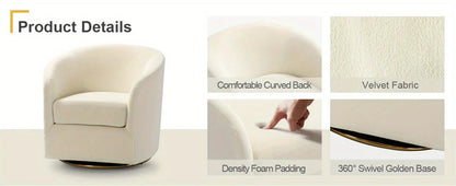 Velvet Swivel Accent Chair with Golden Metal Base
