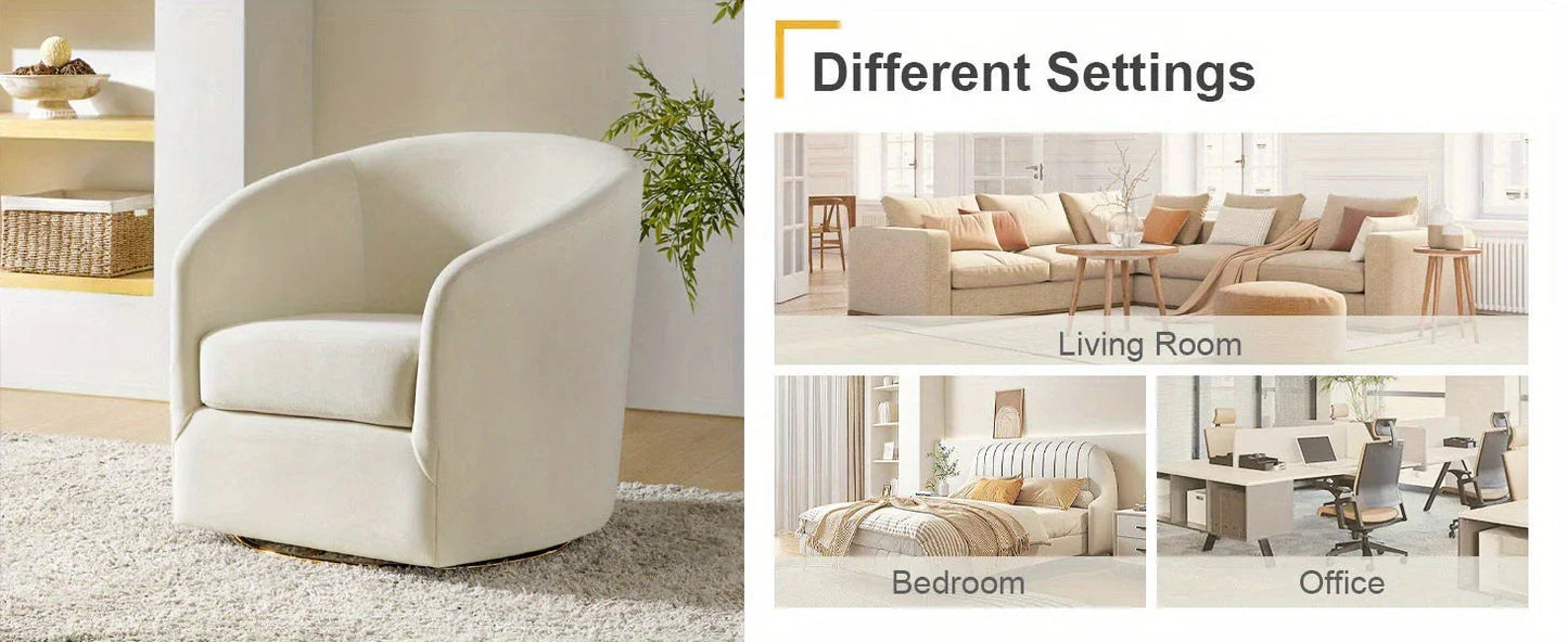 Velvet Swivel Accent Chair with Golden Metal Base