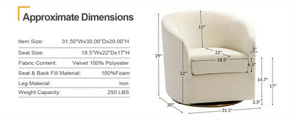 Velvet Swivel Accent Chair with Golden Metal Base