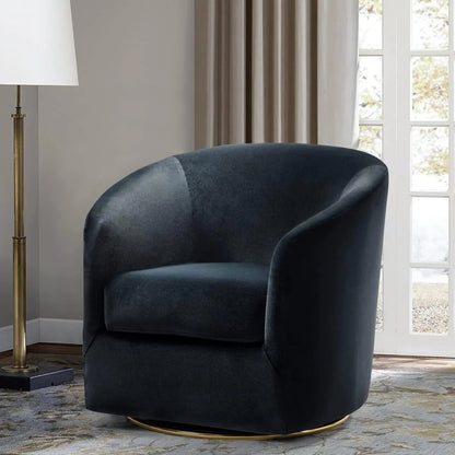 Velvet Swivel Accent Chair with Golden Metal Base