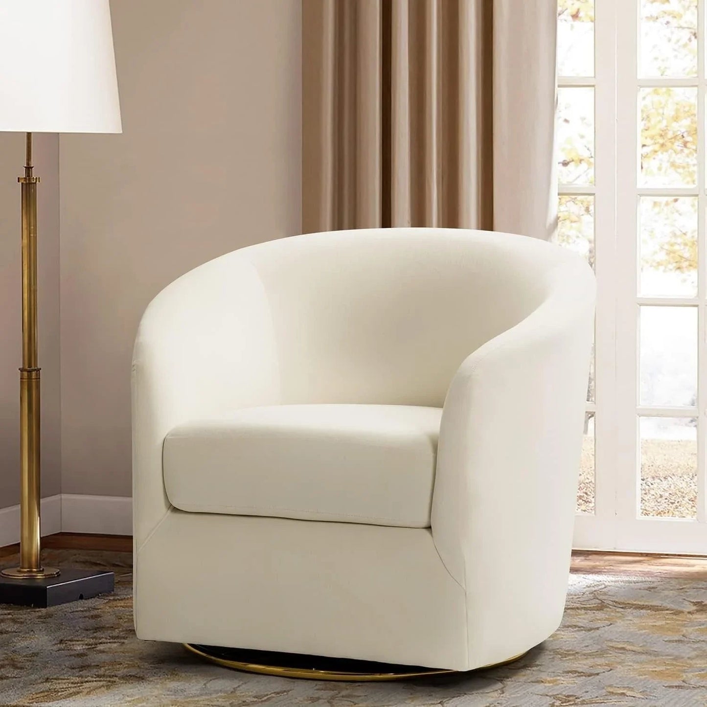 Velvet Swivel Accent Chair with Golden Metal Base