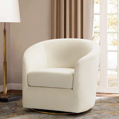 Velvet Swivel Accent Chair with Golden Metal Base