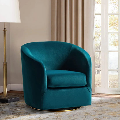 Velvet Swivel Accent Chair with Golden Metal Base