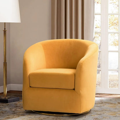 Velvet Swivel Accent Chair with Golden Metal Base