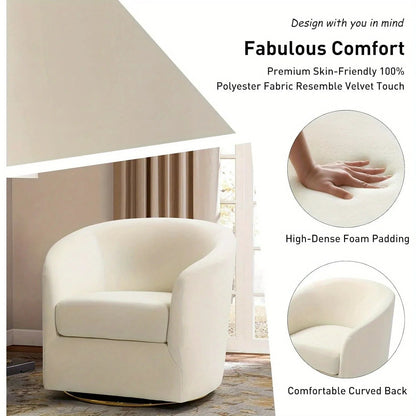 Velvet Swivel Accent Chair with Golden Metal Base
