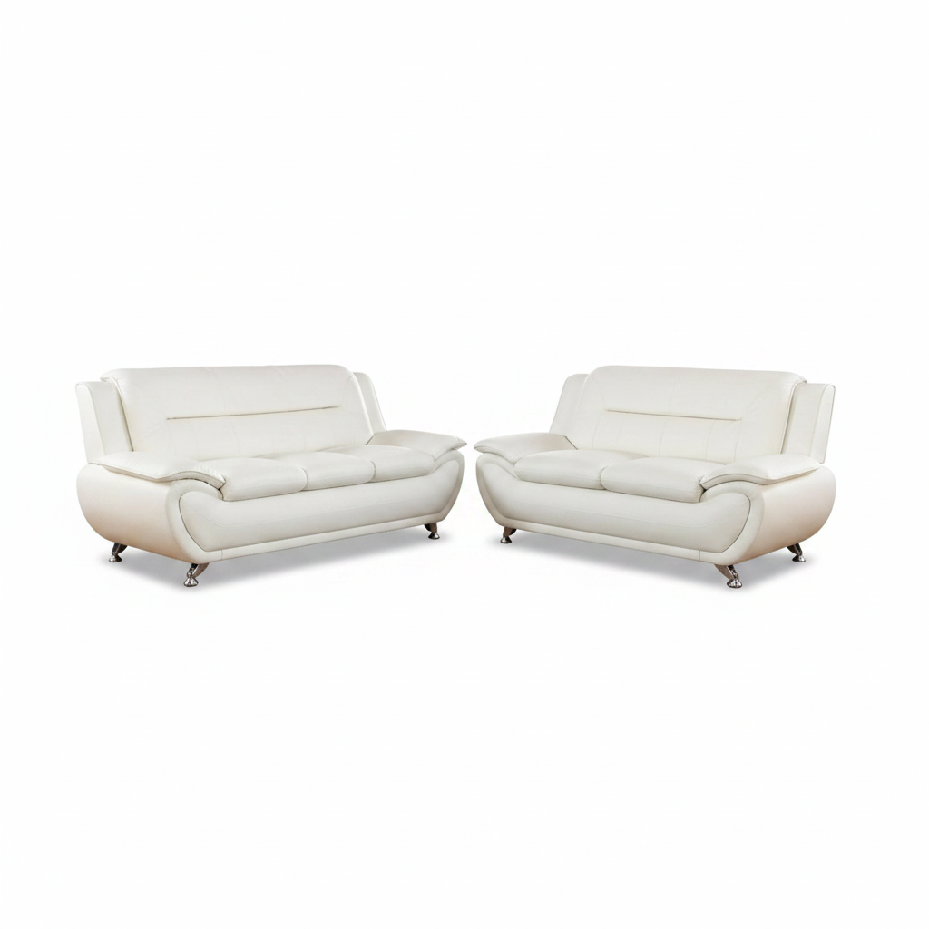 Leather Sofa Set,Leather Sofa Set for Living Room Furniture Sets, Loveseat Sofa with Chair 3-Piece for Living Room/Office/Apartment(White)