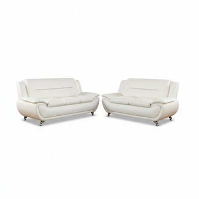 Leather Sofa Set,Leather Sofa Set for Living Room Furniture Sets, Loveseat Sofa with Chair 3-Piece for Living Room/Office/Apartment(White)