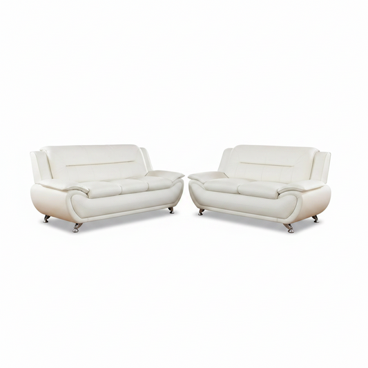 Leather Sofa Set,Leather Sofa Set for Living Room Furniture Sets, Loveseat Sofa with Chair 3-Piece for Living Room/Office/Apartment(White)